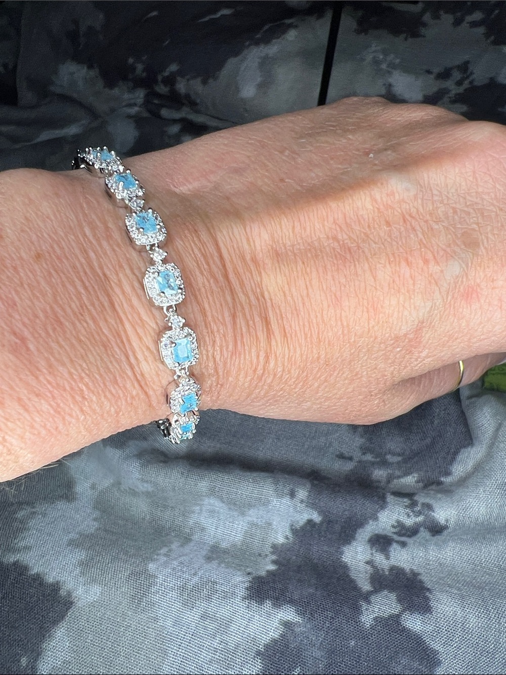 Sterling Silver Blue Gemstone Tennis Bracelet